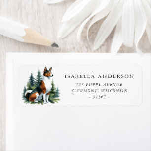 Étiquette Tri Couleur Basenji Chien hiver Aquarelle Adresse