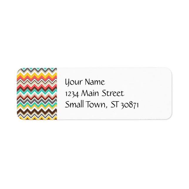 Étiquette Tribal coloré Aztec Chevron ZigZag Grandes Imprime (Devant)