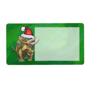 Étiquette Triceratops Christmas Green