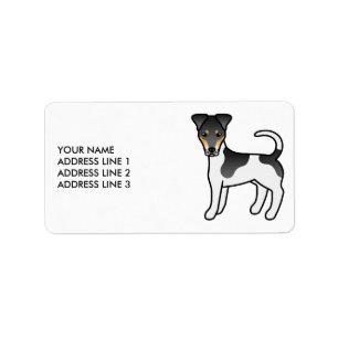 Étiquette Tricolor Smooth Fox Terrier Chien Mignon & Texte