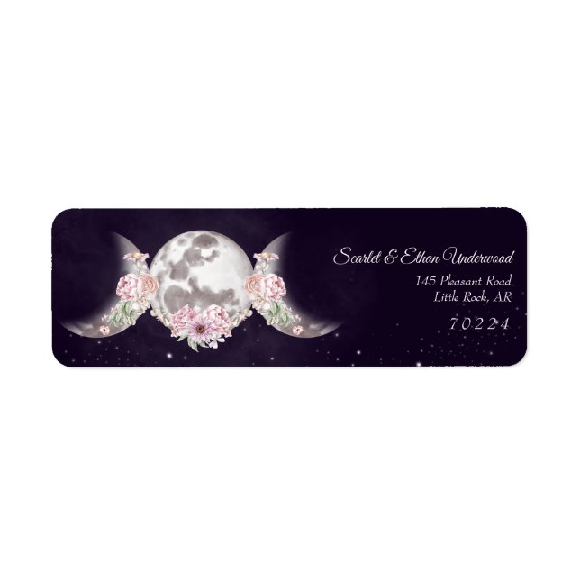 Étiquette Triple Moon Starry Night Purple Adresse de retour (Devant)