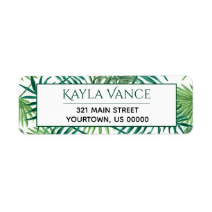 Étiquette Tropical Banana Palm Leaf Botanical Leaves