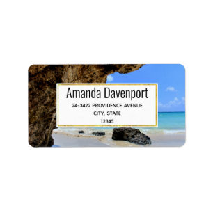 Étiquette Tropical Beach Coast avec Big Rock Address