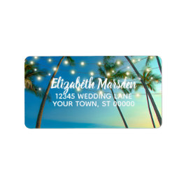 Étiquette Tropical Beach Palms Lights RSVP Adresse de retour