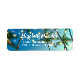 Étiquette Tropical Beach Palms String Lights Adresse de reto