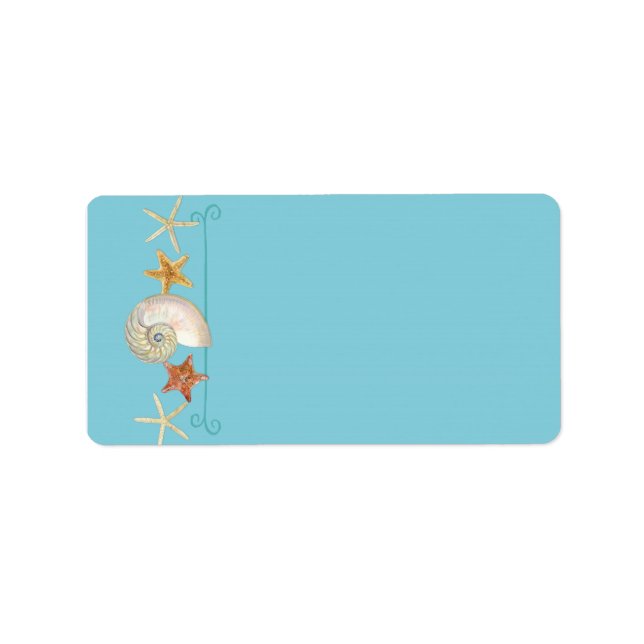Étiquette Tropical Beach Shells Starfish Nautilus Été (Devant)