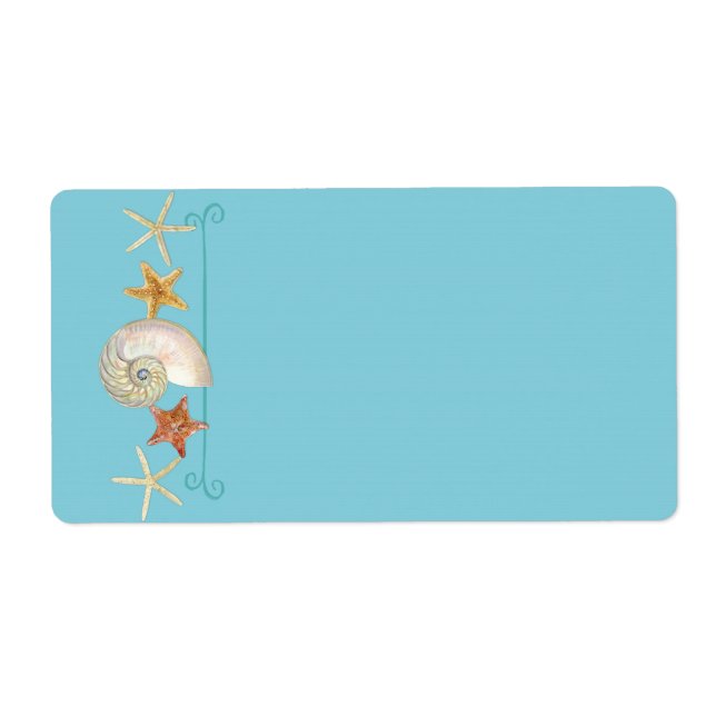 Étiquette Tropical Beach Shells Starfish Nautilus Été (Devant)