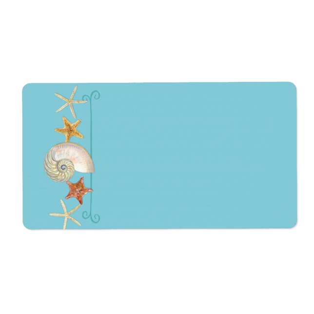 Étiquette Tropical Beach Shells Starfish Nautilus Été (Devant)
