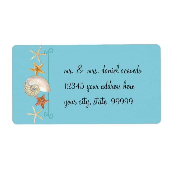 Étiquette Tropical Beach Shells Starfish Nautilus Été (Devant)