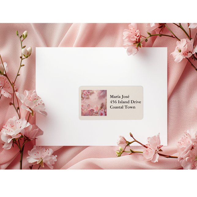 Étiquette Tropical Flamingo Quinceañera, custom (Créateur téléchargé)