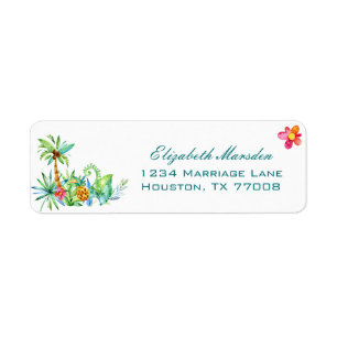 Étiquette Tropical Floral Elegant Wedding Adresse de retour