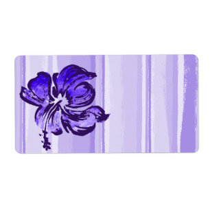 Étiquette Tropical hawaïen de ketmie d'aquarelle