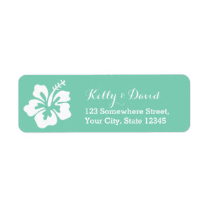 Étiquette Tropical Mint Green Hibiscus Flower Return Adresse