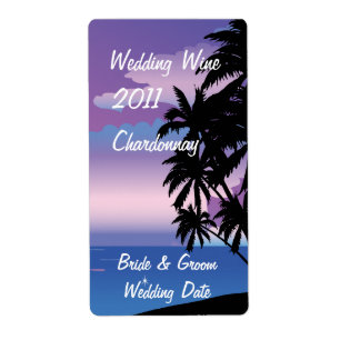 Étiquette Tropical Night Wedding Wine Label