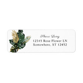 Étiquette Tropical Palm Leaf Gold 1 Adresse de retour Label