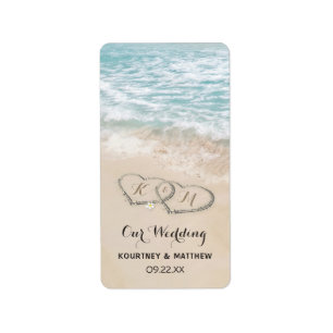 Étiquette Tropical Vintage Beach Heart Shore Labels de maria