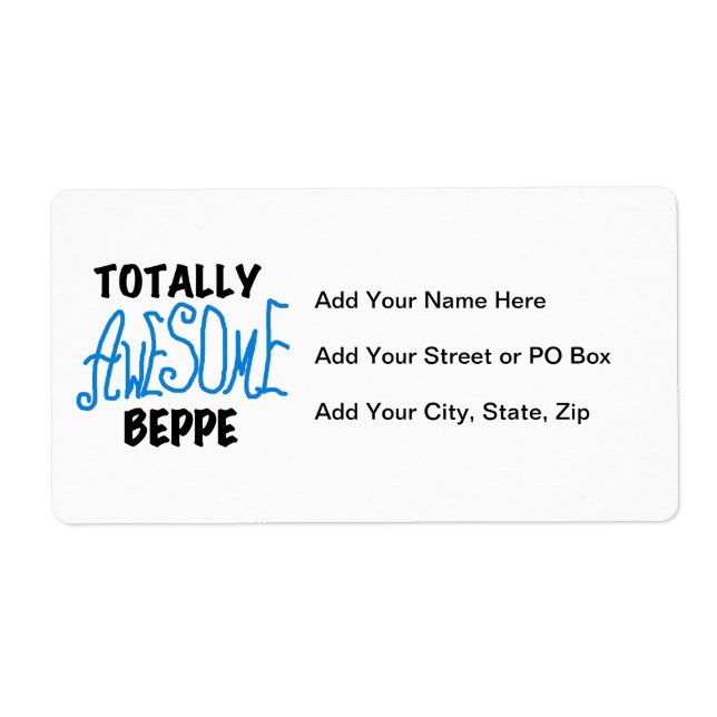 Étiquette Tshirts et cadeaux de Beppe totalement géniaux (Devant)