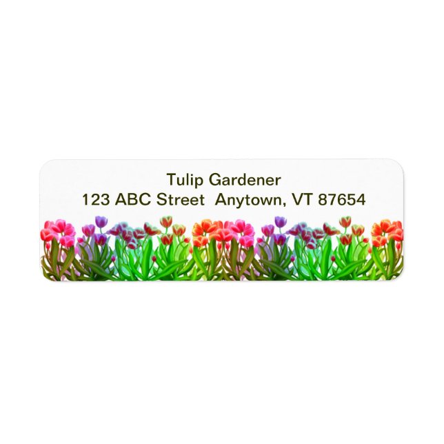 Étiquette Tulip Garden Arc-en-ciel personnalisable (Devant)