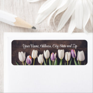 Étiquette Tulip Pretty Flowers Wood Country Adresse de retou