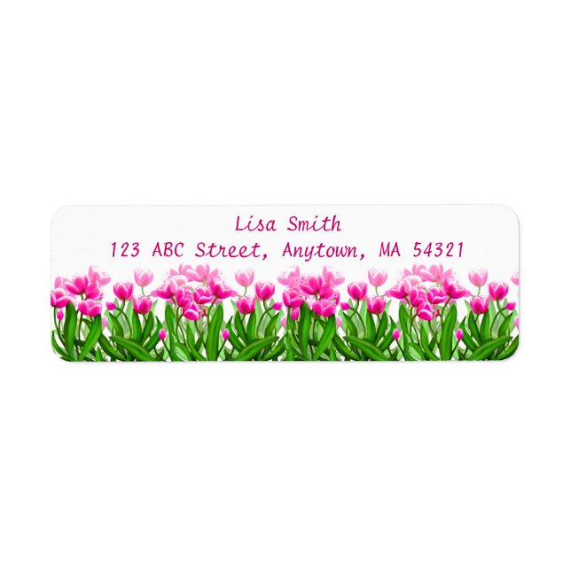 Étiquette Tulipes de printemps rose personnalisable (Devant)