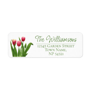 Étiquette Tulipes rouges avec verdure