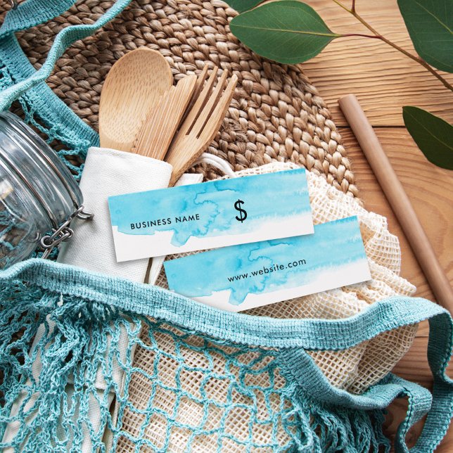 Étiquette Turquoise Aquarelle Blanc Moderne Prix (Créateur téléchargé)