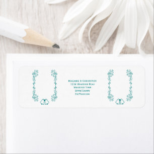 Étiquette Turquoise Bell Scrollwork Design Mariage Adresse d