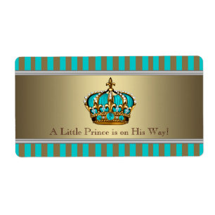 Étiquette Turquoise Blue Gold Prince Bouteille d'eau Étiquet