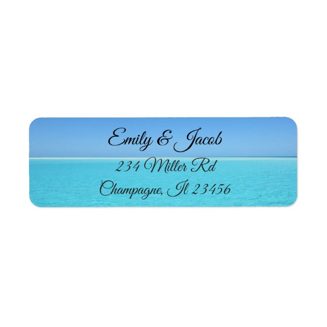 Étiquette Turquoise Blue Ocean Beach Retourner l'adresse Éti (Devant)