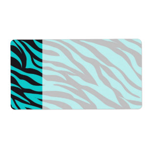 Étiquette Turquoise Blue Zebra Stripes Wild Poster de animal