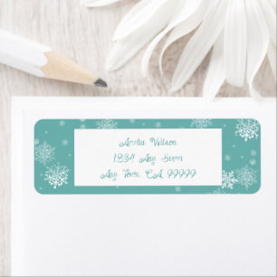 Étiquette turquoise Christmas Snowflakes