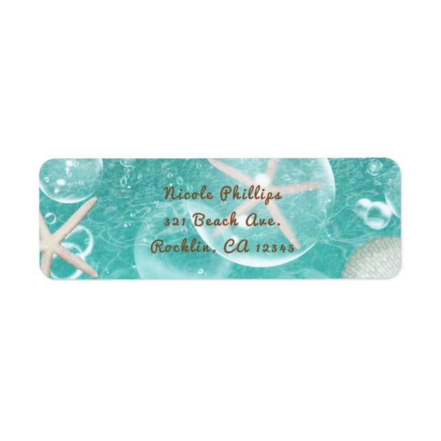 Étiquette Turquoise Enchanted Sea Starfish & Bubles Ocean Pa (Devant)