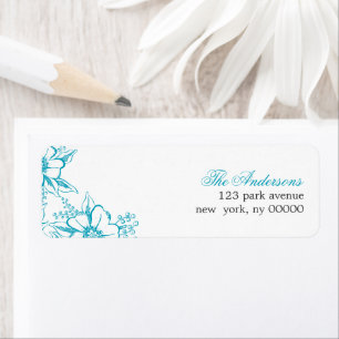 Étiquette Turquoise Floral Letterpress Style Mariage