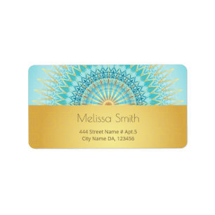 Étiquette Turquoise Gold Boho Mandala