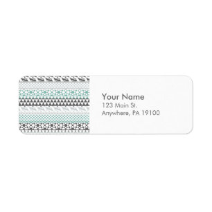 Étiquette Turquoise gris géométrique Aztec Tribal Imprimer