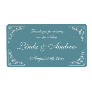 Étiquette Turquoise mariage bleu pour bouteille d'eau étique