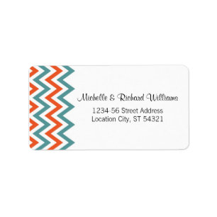Étiquette Turquoise moderne & Orange Chevron & Lovebirds Mar