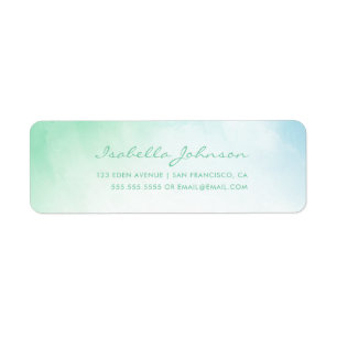 Étiquette Turquoise Ombre Aquarelle Marées Océaniques MARI