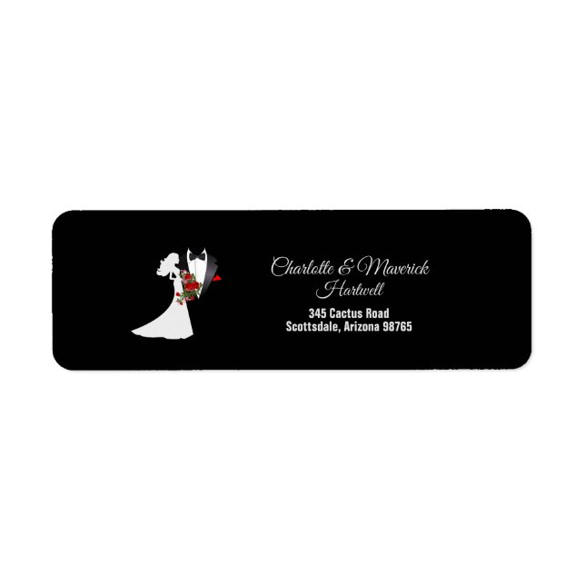 Étiquette Tuxedo Suit & Bride Silhouette Adresse de retour (Devant)