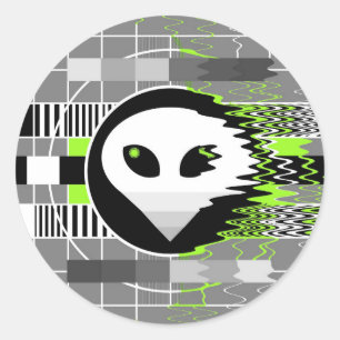 Étiquette TV Alien ronde