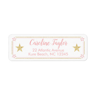 Étiquette Twinkle Little Star Baby Girl Douche rose or