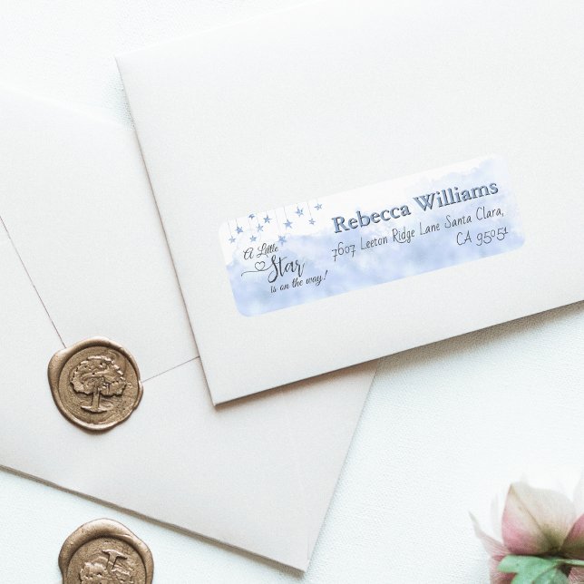 Étiquette Twinkle Little Star Blue Boy Baby Shower Address (Créateur téléchargé)