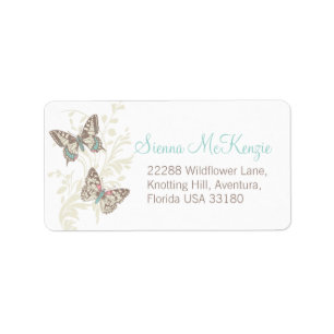 Étiquette Two butterflies graphic wedding reply labels