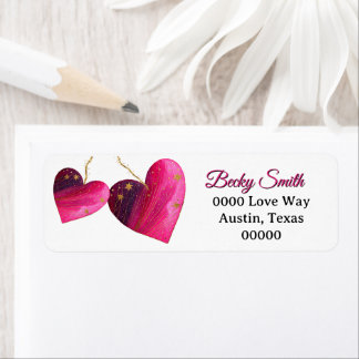Étiquette Two Valentines Day Hearts in Pink and Purple