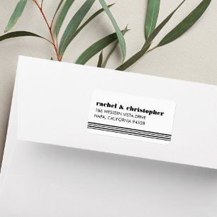 Étiquette Typographie de morue Black & White Stripe Adresse