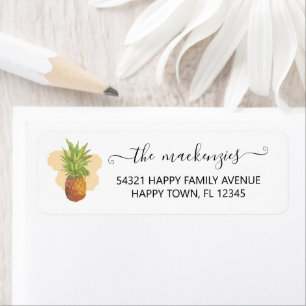Étiquette Typographie du script de l'ananas en aquarelle tro