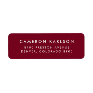 Étiquette Typographie minimaliste moderne Burgundy Retour