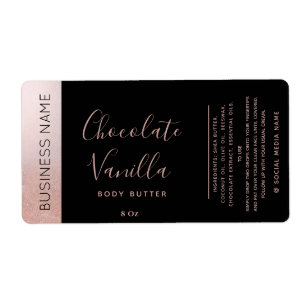 Étiquette Typographie minimaliste noir rose d'or laboratoire