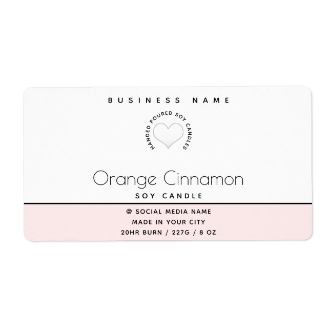 Étiquette Typographie moderne simple bougie de coeur blanc (Devant)