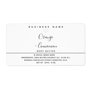 Étiquette Typographie moderne simple coeur blanc Beurre corp